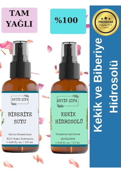 Biberiye Suyu Ve Kekik Suyu Seti - Yağlı Ciltlere Özel Hidrosolü Seti 2x100ml