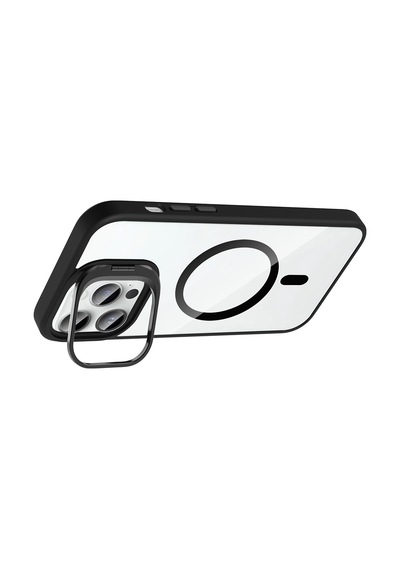 Apple iPhone Uyumlu 14 Pro Max Kılıf Kamera Standlı Magsafe Destekli Şeffaf Arka Yüz Silikon Pazarplus Desert Titanyum