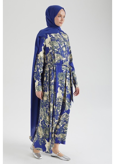 Armine Trend Arkadan Fermuarlı Kolları Düğmeli Elbise-saks 25yt923 Saks