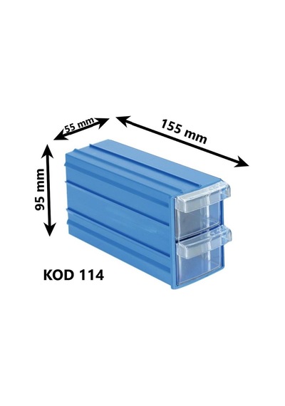 Sembol 114 Plastik Çift Çekmeceli Kutu 155x95x55mm 12 Adet