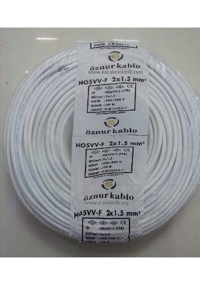5 Metre 2x1,5 Ttr H05vv-f Beyaz Öznur Kablo
