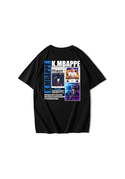 Brz Collection Unisex Oversize Kylian Mbappe T-shirt-siyah Siyah