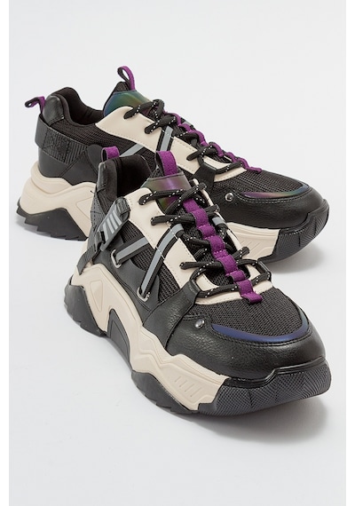 Luvishoes Leona Siyah Mor Kadın Spor Sneakers Mor - Siyah