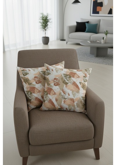 Chevron Bohem Dekoratif Punch Yastık Kırlent Kılıfı 2 Adet 45x45 Sonbahar Rüyası Yeşil 45 x 45