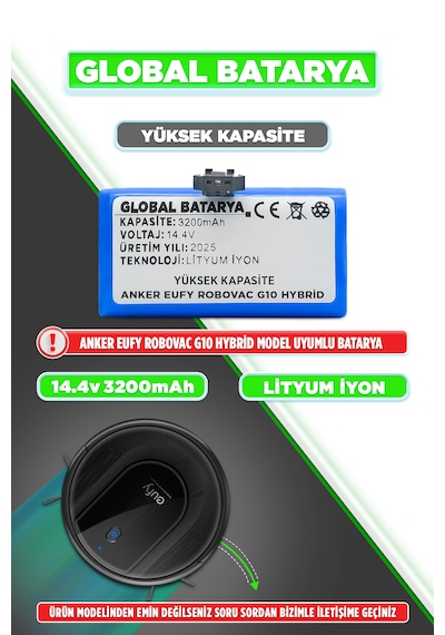 Anker Eufy Robovac G10 Hybrid Uyumlu Batarya 3200mah