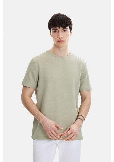 Backandbond Mint Yeşil Regular Fit Örme Bisiklet Yaka Tişört Mint Yeşili