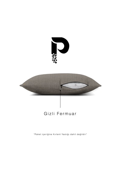 Br Perle Gri Keten Dokulu Dekoratif Kırlent Kılıfı Modern Salon Koltuk Yastığı