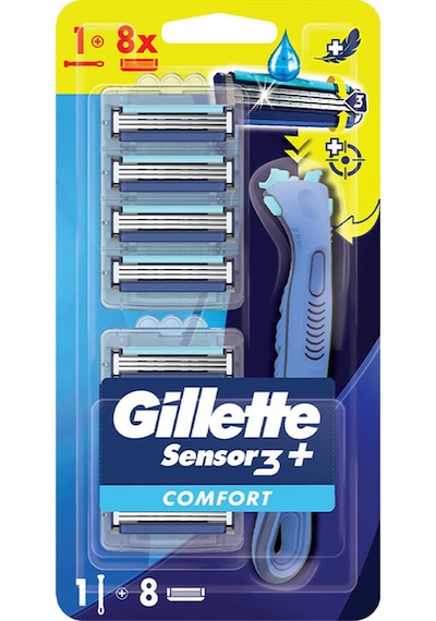 3 Adet Gillette Sensor3 Plus Comfort Tıraş Makinesi + 8'li Yedek Başlık