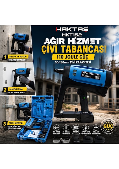 Haktaş Hkt152 110j Ağır Hizmet Çivi Tabancası - Beton Ve Sert Zemin İçin 30-180mm