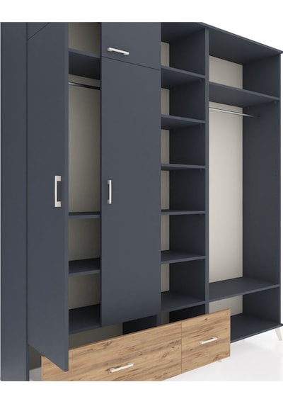 Hyperion Dolap 12 Raflı 2 Çekmeceli 2 Askılı 220x44x243 Antrasit-antrasit/çam Antrasıt/atlas Çam Hyperion Dolap 12 Raflı 2 Çekmeceli 2 Askılı 220x44x243 Antrasit-antrasit/çam Antrasıt/atlas Çam