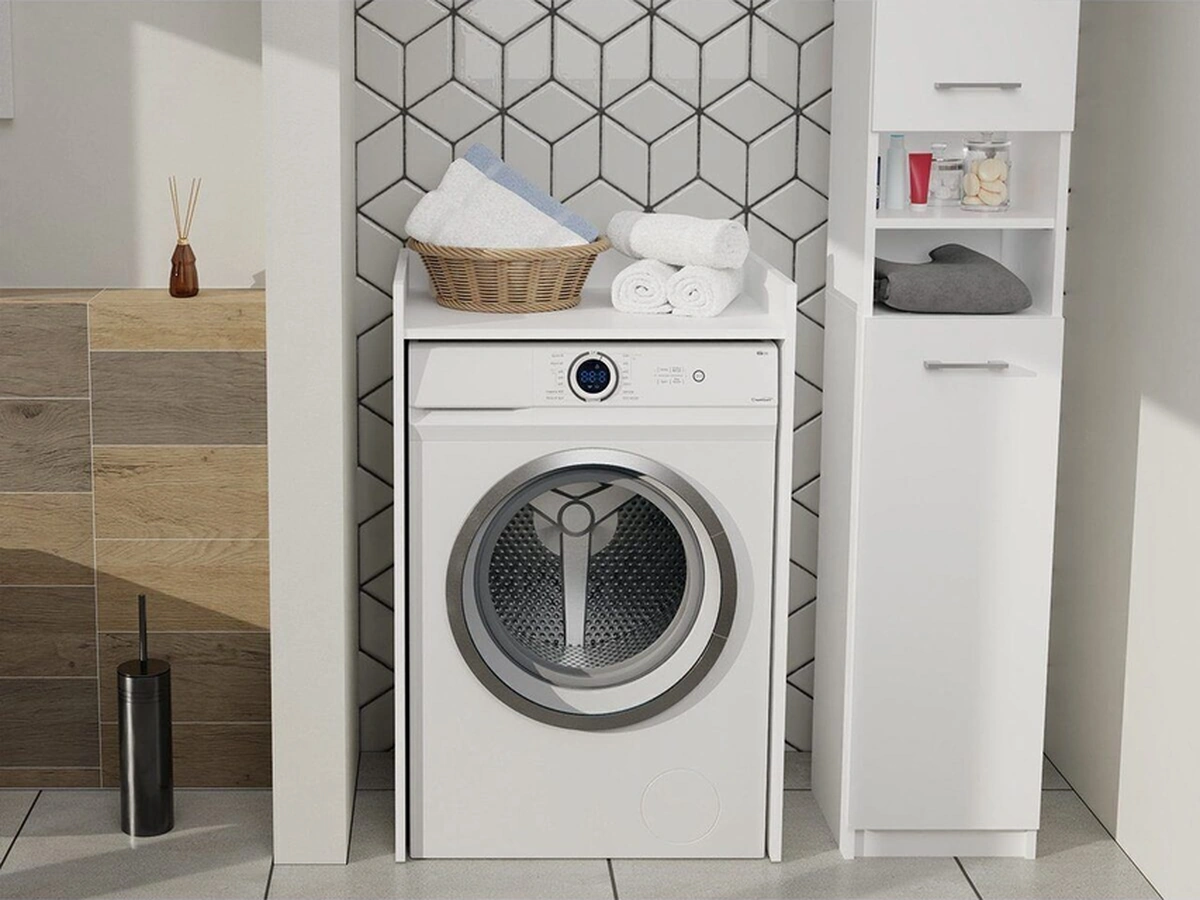 Ulya Banyo Dolabı-çok Amaçlı-çamaşır Makinesi Dolabı-beyaz Beyaz