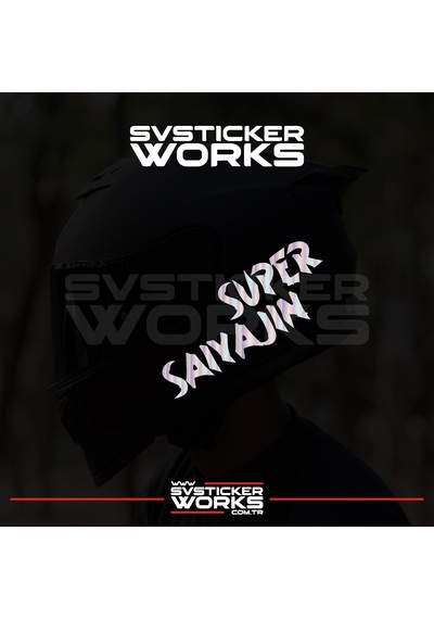 Super Saiyajin Yazılı Kask Sticker Tüm Kasklar Uyumlu Tek Yön 1 Adet Hologram