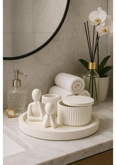 Modern Beyaz Dekoratif Set 6 Parçalı Şık Tasarım Diğer