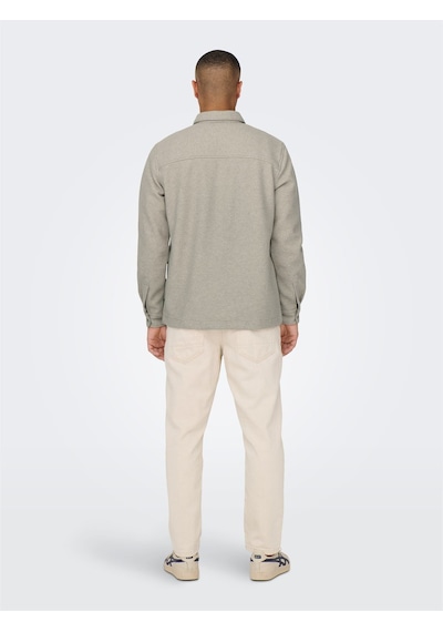 Only & Sons Onsdal Ovr Zıp Ls Shırt Erkek Gri Uk Gömlek - 22026312 Gri