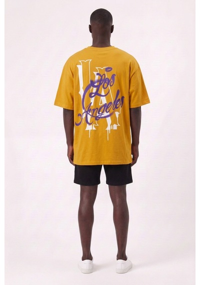 Blow Up Lakers 24 Hardal Oversize Erkek T-shirt 11230 SİYAH