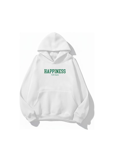 Uyguntarz Unisex Yumuşak Dokulu For You, My Muse Baskılı Tasarım Oversize 3 İplik Hoodie Sweatshirt beyaz