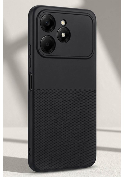 Tecno Spark 40 Uyumlu Kamera Korumalı Silikon Telefon Kılıfı Darbe Emici İçi Kadife Tırtıklı Kaymaz Yüzeyli Yumuşak Kılıf-54280 Siyah