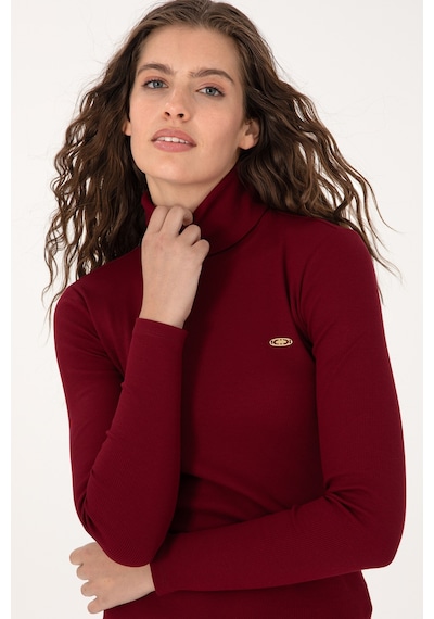 U.S. Polo Assn. Kadın Bordo Balıkçı Yaka Sweatshırt 50313430-VR014
