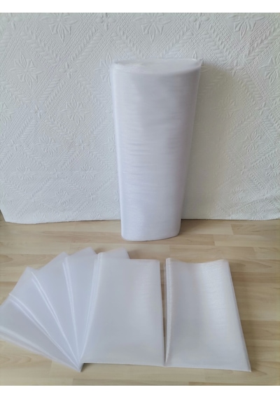 5 Adet Beyaz 100x300 Kristal Tül Düğün Bohça Süsü Nikah Bohça Süsü Nişan Bohça Süsleme Tülü