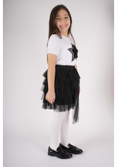 Miniko Kids 23 Nisan 29 Ekim Konsept Yıldız Detaylı Tül Detaylı Kat Kat Tütü Etekli Takım Siyah Miniko Kids 23 Nisan 29 Ekim Konsept Yıldız Detaylı Tül Detaylı Kat Kat Tütü Etekli Takım Siyah