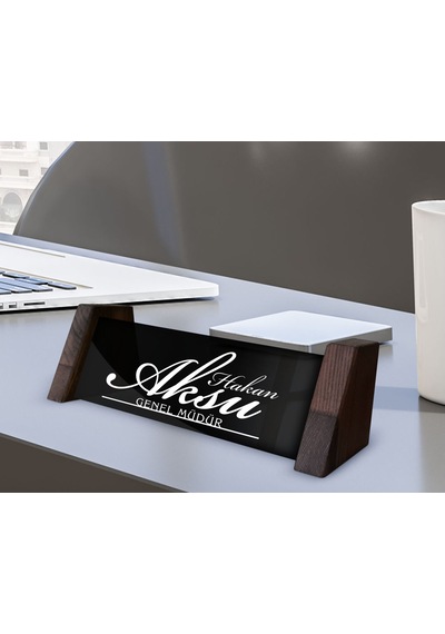 Bk Gift Kişiye Özel İsimli Ahşap Ayaklı Siyah Akrilik Masa İsimliği, Ofis Dekoru, Mesleki Hediye, Ofis Hediyeleri-8 Kobitmeyencom29879 Bk Gift