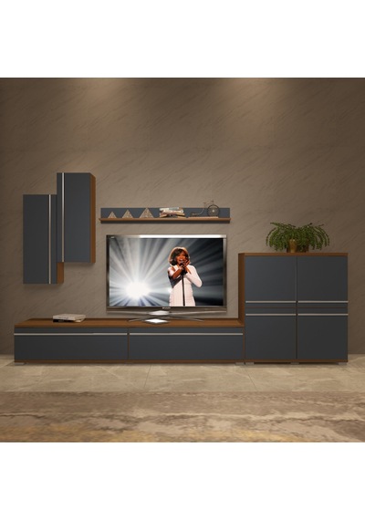 Decoraktiv Eko 6 Mdf Std Tv Ünitesi Tv Sehpası Ceviz - Antrasit