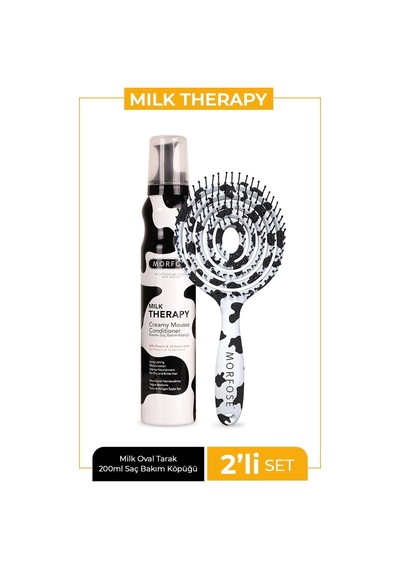 Milk Therapy Üç Boyutlu Oval Saç Fırçası + Milk Therapy Saç Köpüğü 200 Ml