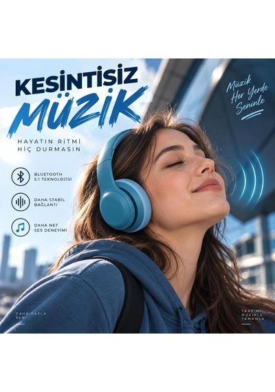 Hp-h01 Kablosuz Kulak Üstü Bluetooth Kulaklık Süper Bass + Yumuşak Yastık + Uzun Pil Ömrü