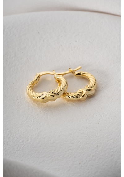 925 Ayar Gümüş Gold Rengi Sonsuzluk Desenli Şarnel Küpe Gold