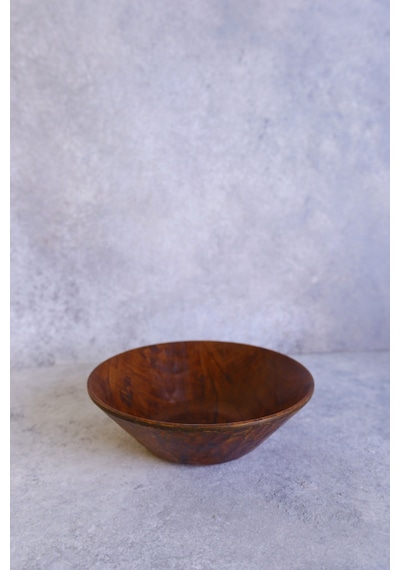 Justwood Ligna 19 Cm Melamin Ahşap Rölyefli Salata Tabağı, Servis Tabağı, Çukur Kase, Çerezlik Koyu Kahverengi