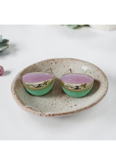 Pastel Renkler Küpe Altın