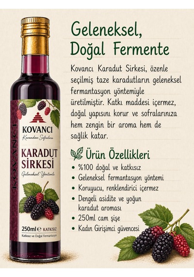 Karadut Sirkesi 250 Ml- %100 Doğal Fermente, Katkısız