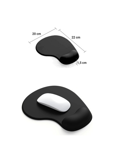 Sonictouch Bilek Destekli Siyah Damla Tipi Pürüzsüz Yüzey Dikişsiz Gamer Oyuncu Mouse Pad 20x22cm Mousepad
