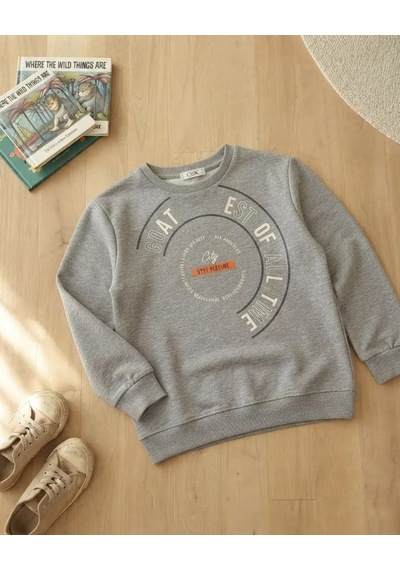 Cmk Çocuk 3 İp Şardonlu Sweatshirt Asorti 4 Renk Gri