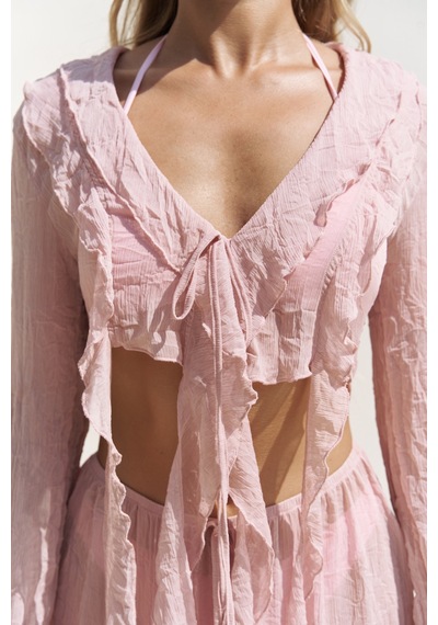 Mai Collection Mai Studios Co. Olivia Pembe Gömlek Pantolon Takım Pembe