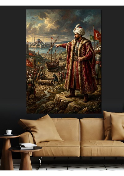 Fatih Sultan Mehmet Tablosu Dekoratif Kanvas - Mdf Ahşap Tablo