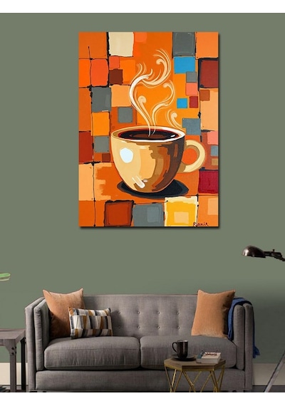Kanvas Tablo Renkli Kahve Keyfi 70cmx100cm
