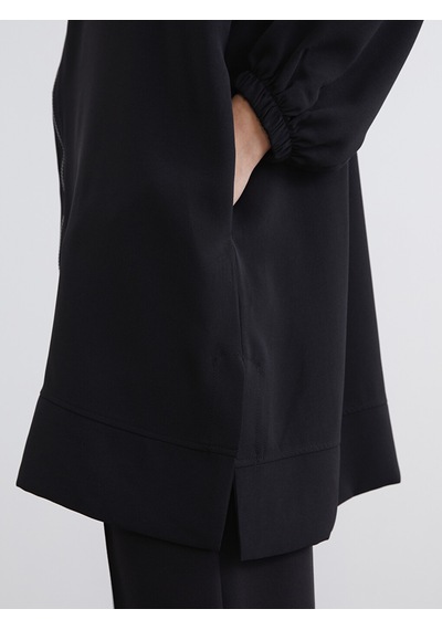 Lcw Modest Siyah Kapüşonlu Oversize Kadın Tunik