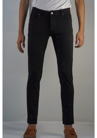 Bomonti Bmt Agre Slim Petek Desenlı Kot Pantolon Taslanmıs Siyah