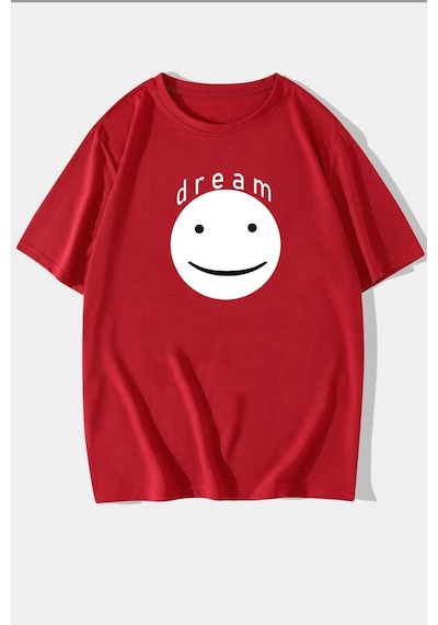 Unisex Dream Baskılı T-shirt Kırmızı