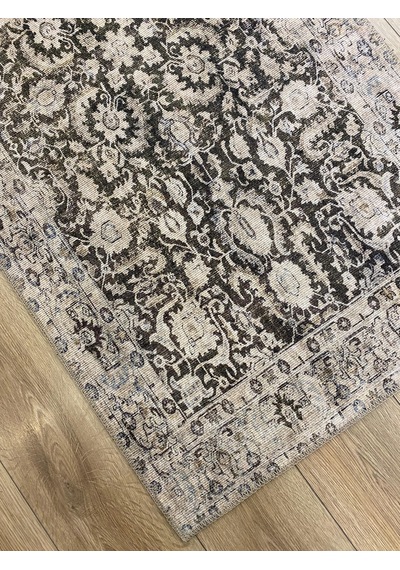 Çam Halı Anatolia 32-043 Etnik Eskitme Desenli Dokuma Tabanlı Yıkanabilir Şönil Salon Ve Oda Halısı Açık Kahverengi