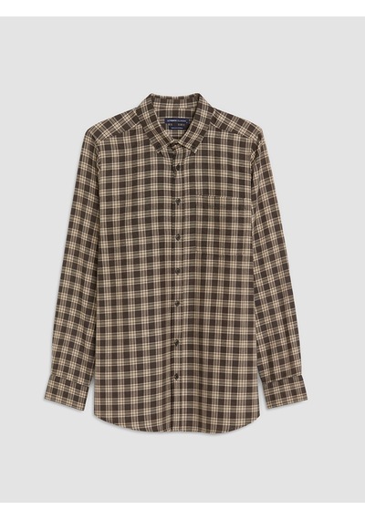Lcwaıkıkı Classic Kahverengi Regular Fit Ekose Gabardin Erkek Gömlek