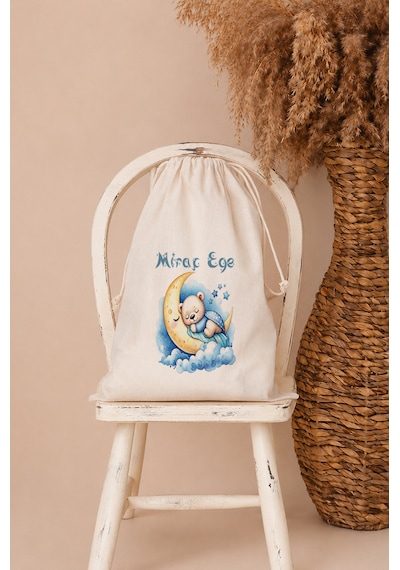 Pia Baby İsme Özel %100 Pamuk Erkek Bebek Yastık Battaniyeli Tulum Set Kese Hediyeli 1089tybk0x Krem