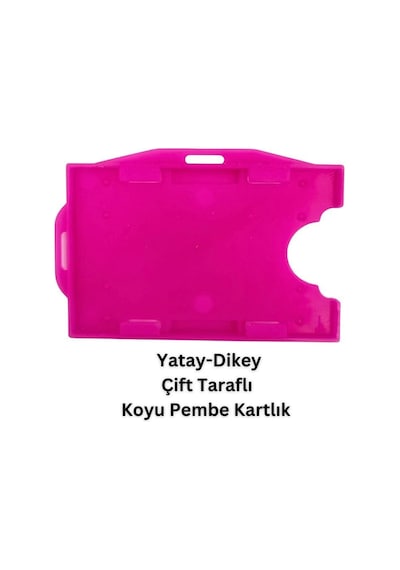 Koyu Pembe Yatay Dikey Çift Taraflı Kart Koruyucu
