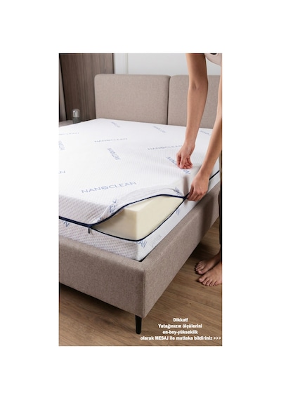 Kılıf Nano 80x200 Yatak Kılıfı Koruyucusu Örtüsü Fermuarlı Kapitone Fit Zippered Mattress Cover Naturel