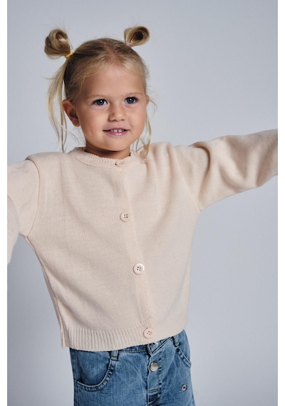 Miababy Papatya Nakışlı Denim Pantolon Hırka Takım Pudra