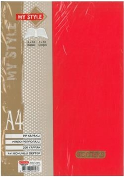 Komeks Spiralli Defter Pp Kapak 4+1 Seperatörlü Kareli-Çizgili