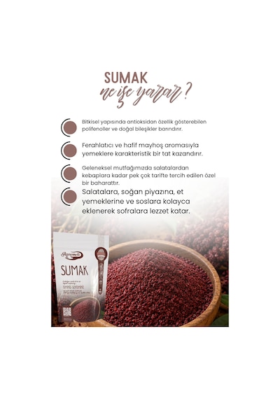 Sumak 100 Gr Öğütülmüş Sumak Baharatı, Ekşi Aromalı, Salata, Kebap Ve Yemekler İçin