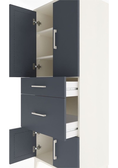 Hyperion Dolap 3 Raflı 2 Çekmeceli 4 Kapaklı 60x44x163 Aytaşı-antrasit Aytası