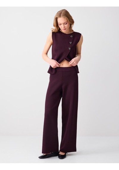 Jimmy Key Bordo Normal Paça Normal Bel Beli Lastikli Triko Pantolon 6sw185738562